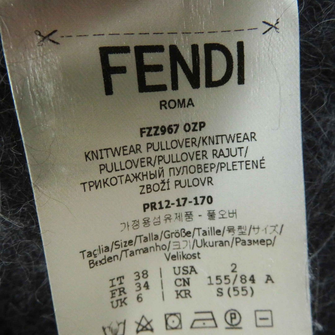 FENDI knit FZZ967 Outer: 80% Angora, Outer: 20% Nylon, Part: 60% Rayon, Part: 40% Cotton Charcoal gray Women 38 Used Authentic