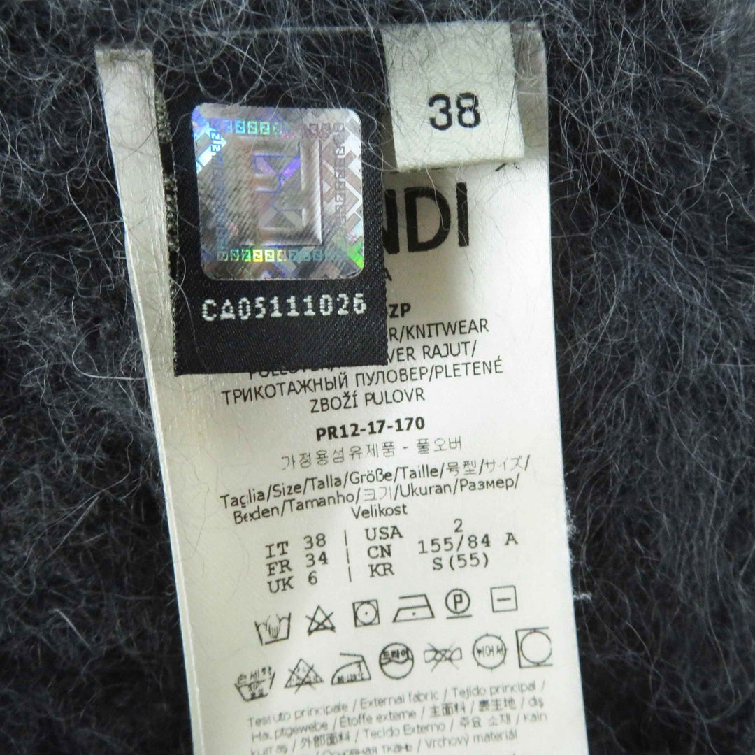 FENDI knit FZZ967 Outer: 80% Angora, Outer: 20% Nylon, Part: 60% Rayon, Part: 40% Cotton Charcoal gray Women 38 Used Authentic