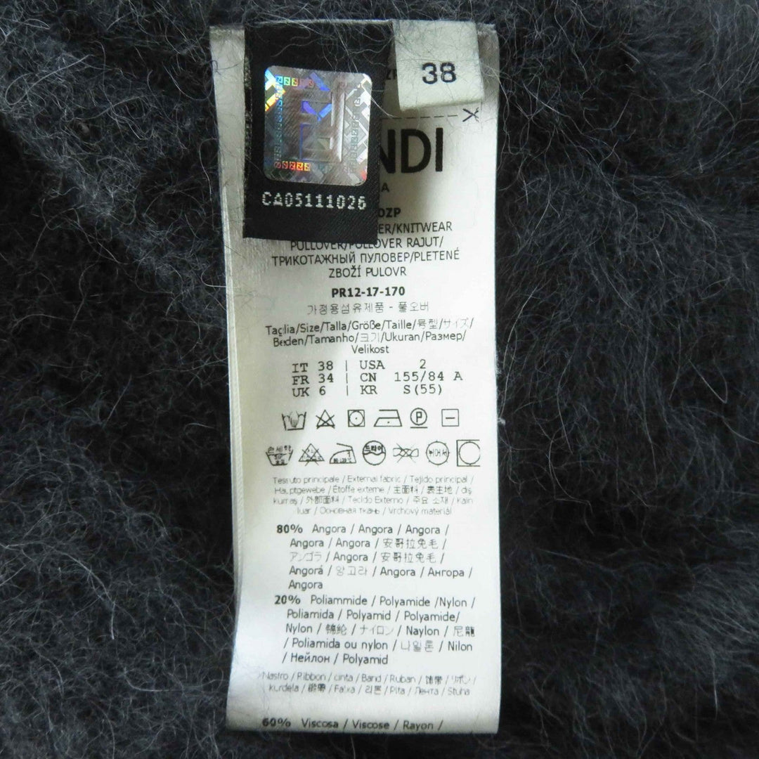 FENDI knit FZZ967 Outer: 80% Angora, Outer: 20% Nylon, Part: 60% Rayon, Part: 40% Cotton Charcoal gray Women 38 Used Authentic