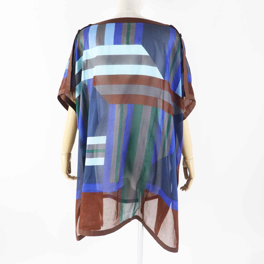 HERMES Tunic Main: 100% cotton Blue (Multi) SANGLES EN ZIGZAG Women TU Used Authentic