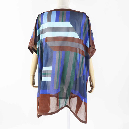 HERMES Tunic Main: 100% cotton Blue (Multi) SANGLES EN ZIGZAG Women TU Used Authentic