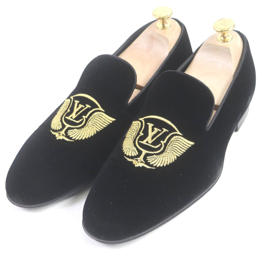 LOUIS VUITTON loafers Main: Velvet black Auteuil line mens 6 Used Authentic