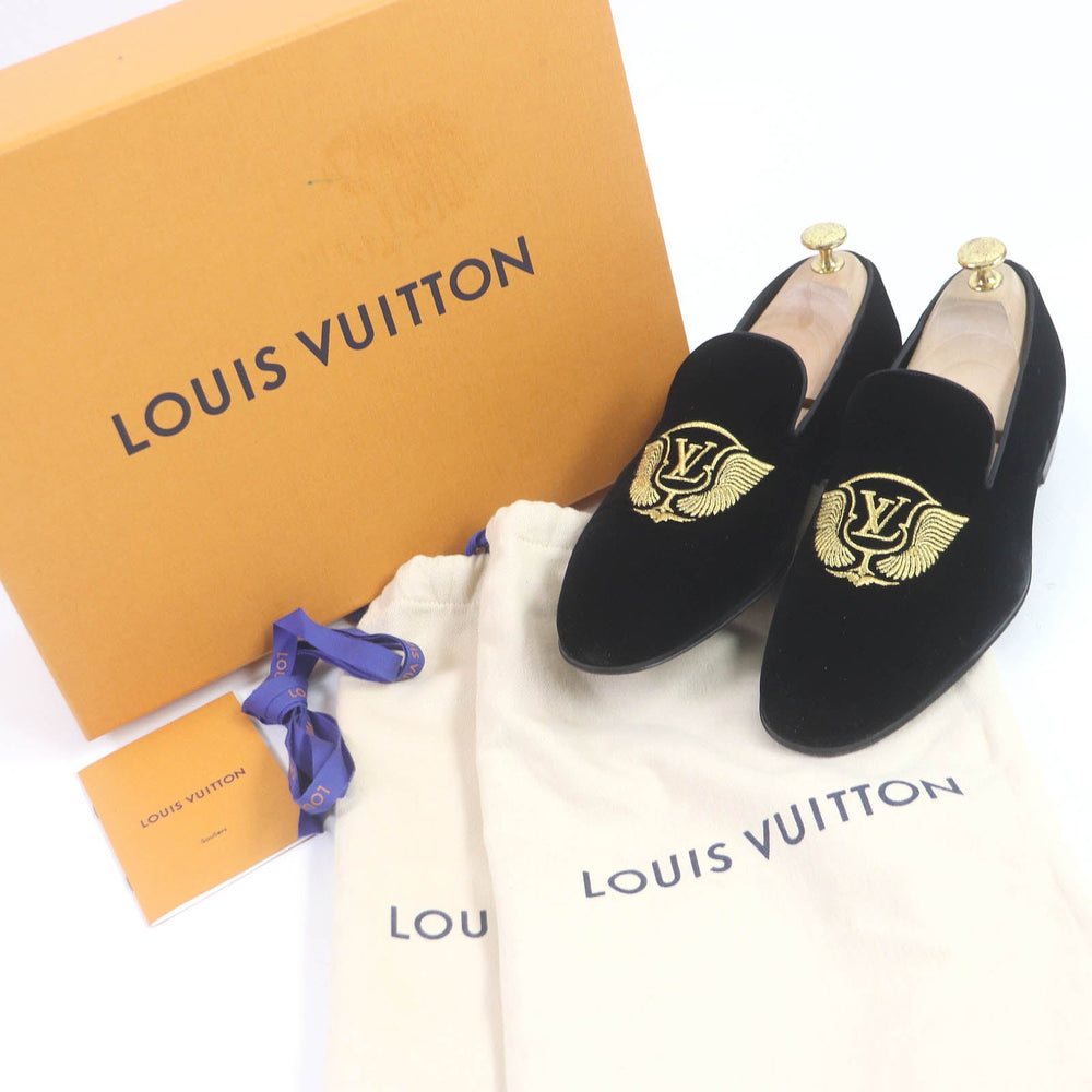 LOUIS VUITTON loafers Main: Velvet black Auteuil line mens 6 Used Authentic