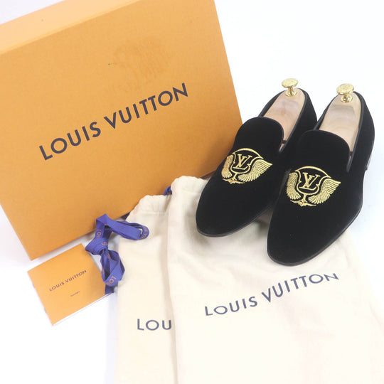 LOUIS VUITTON loafers Main: Velvet black Auteuil line mens 6 Used Authentic