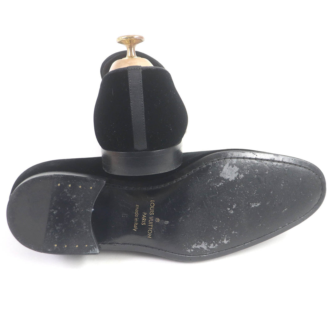 LOUIS VUITTON loafers Main: Velvet black Auteuil line mens 6 Used Authentic