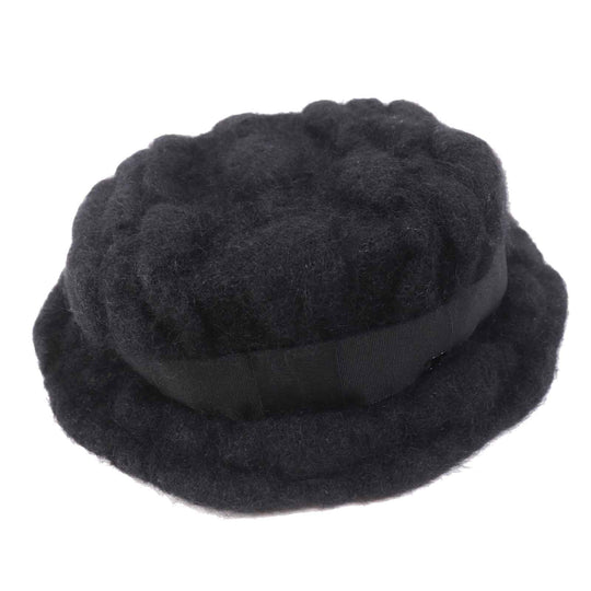 CHANEL hat Outer material: 47% mohair, Outer material: 22% rayon, Outer material: 22% nylon, Outer material: 9% polyurethane, Lining: 100% cotton black Women M Used Authentic