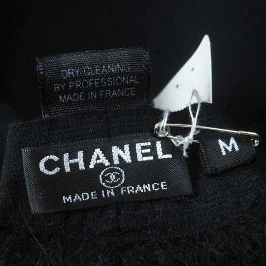 CHANEL hat Outer material: 47% mohair, Outer material: 22% rayon, Outer material: 22% nylon, Outer material: 9% polyurethane, Lining: 100% cotton black Women M Used Authentic