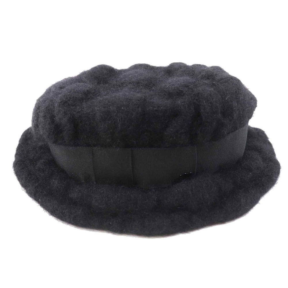 CHANEL hat Outer material: 47% mohair, Outer material: 22% rayon, Outer material: 22% nylon, Outer material: 9% polyurethane, Lining: 100% cotton black Women M Used Authentic