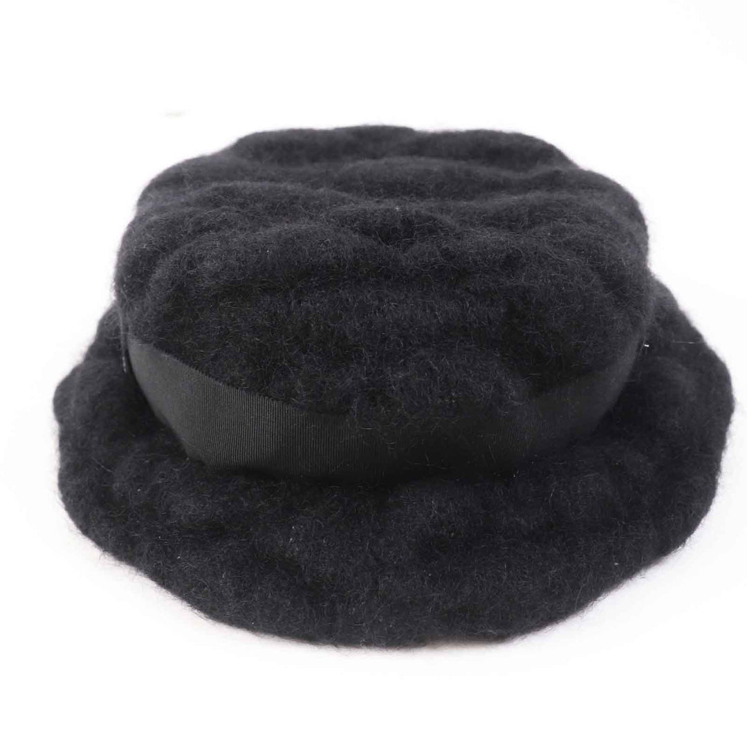 CHANEL hat Outer material: 47% mohair, Outer material: 22% rayon, Outer material: 22% nylon, Outer material: 9% polyurethane, Lining: 100% cotton black Women M Used Authentic