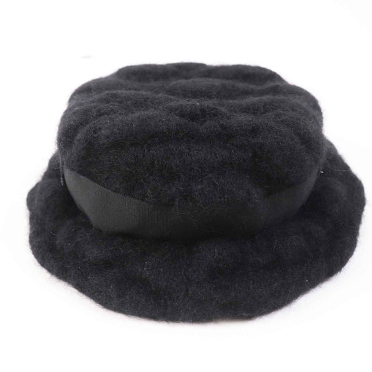 CHANEL hat Outer material: 47% mohair, Outer material: 22% rayon, Outer material: 22% nylon, Outer material: 9% polyurethane, Lining: 100% cotton black Women M Used Authentic