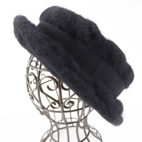 CHANEL hat Outer material: 47% mohair, Outer material: 22% rayon, Outer material: 22% nylon, Outer material: 9% polyurethane, Lining: 100% cotton black Women M Used Authentic