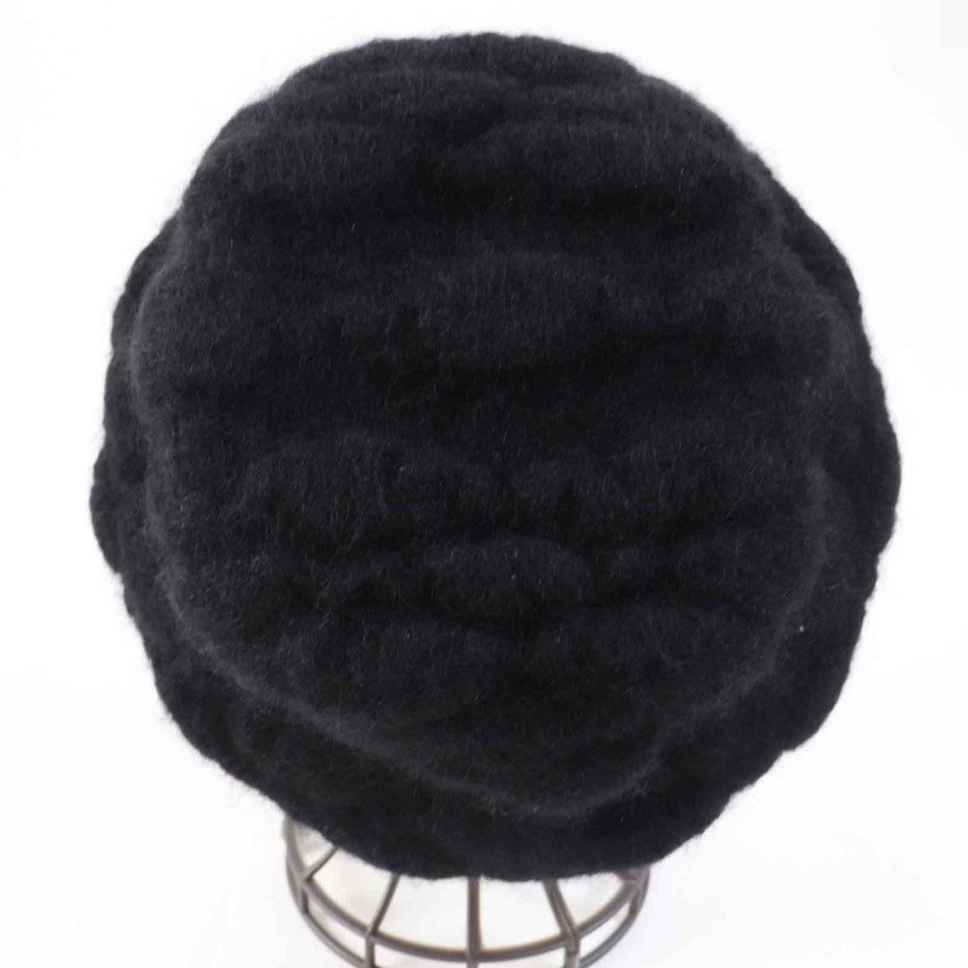 CHANEL hat Outer material: 47% mohair, Outer material: 22% rayon, Outer material: 22% nylon, Outer material: 9% polyurethane, Lining: 100% cotton black Women M Used Authentic