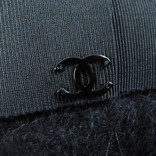 CHANEL hat Outer material: 47% mohair, Outer material: 22% rayon, Outer material: 22% nylon, Outer material: 9% polyurethane, Lining: 100% cotton black Women M Used Authentic