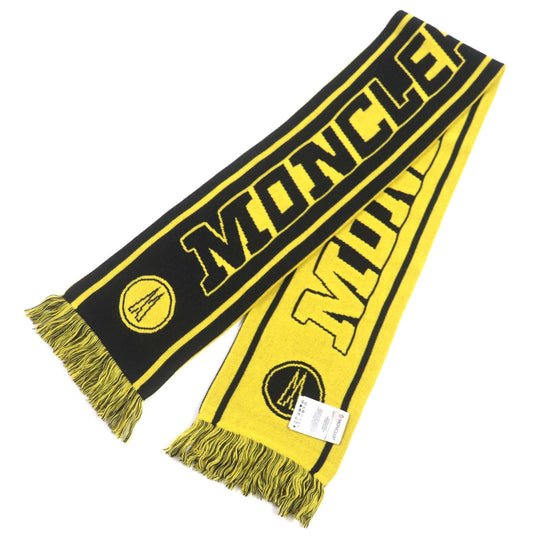 MONCLER Scarf Main: 50% acrylic, Main: 50% wool, Lining: 50% acrylic, Lining: 50% wool Yellow black SCIARPA mens Used Authentic