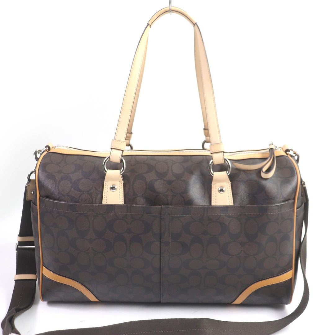 COACH Boston Duffel bag F77320 Main: Leather Brown mens Used Authentic