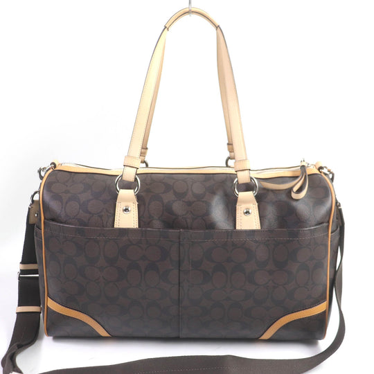 COACH Boston Duffel bag F77320 Main: Leather Brown mens Used Authentic