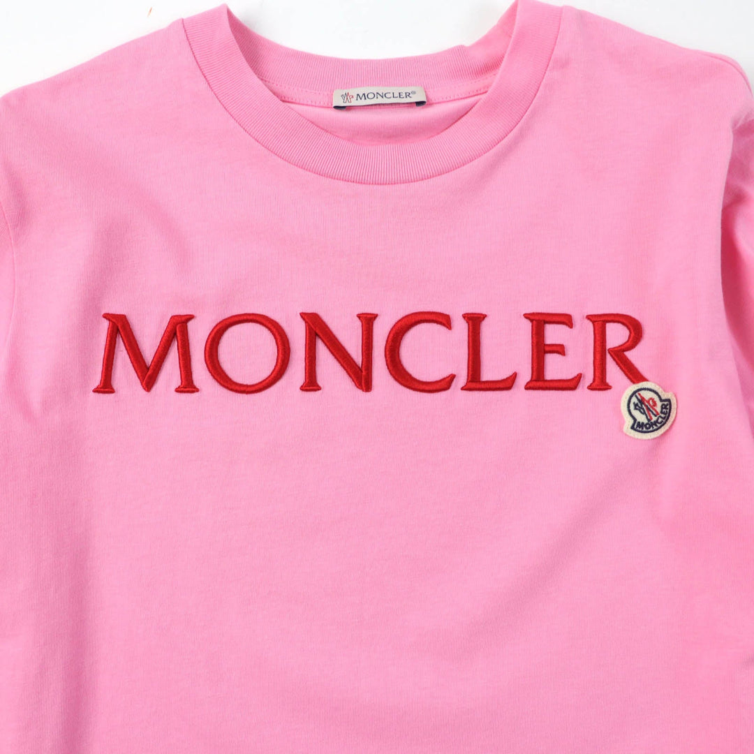 MONCLER Short sleeve T-shirt Main: 100% cotton, Part: 100% cotton pink Women XS Used Authentic