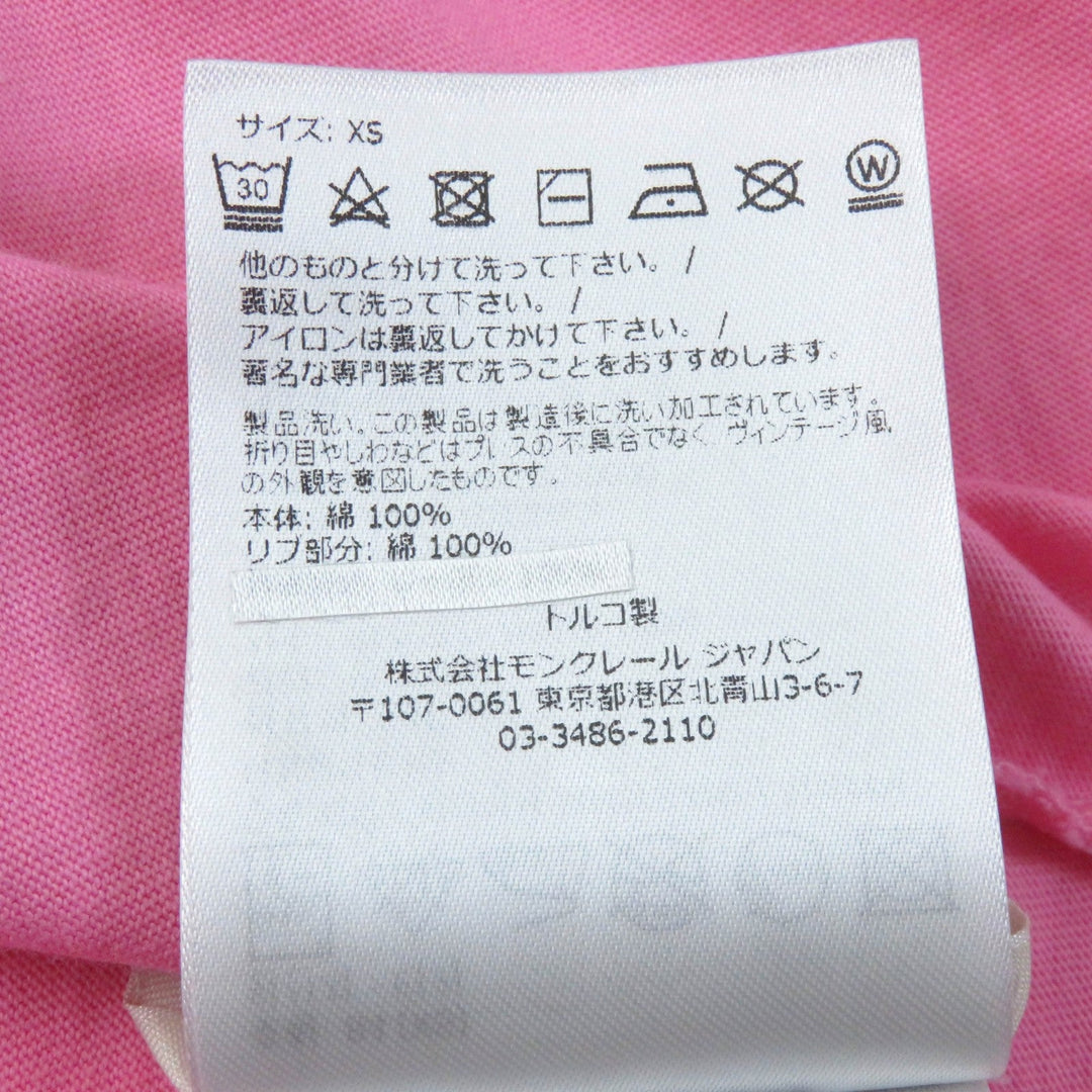 MONCLER Short sleeve T-shirt Main: 100% cotton, Part: 100% cotton pink Women XS Used Authentic