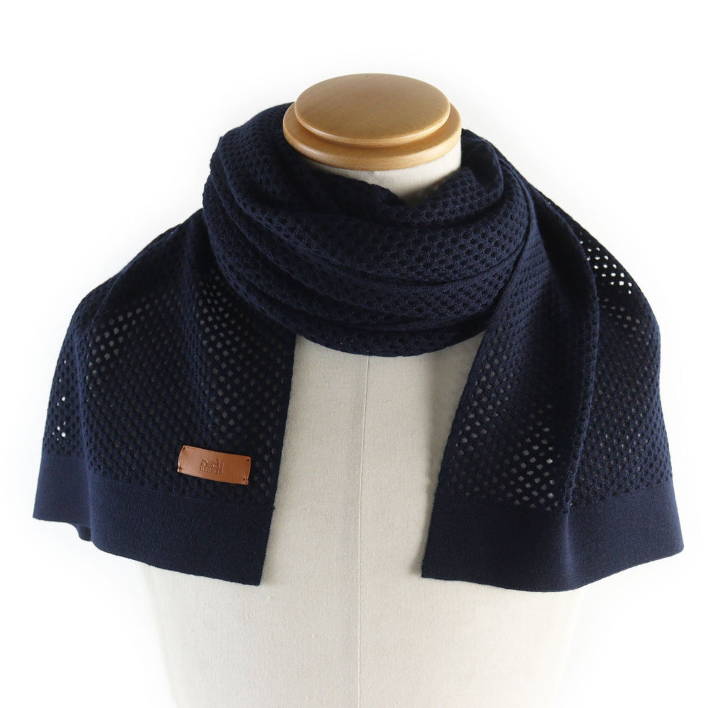 HERMES Stall Main: 100% cashmere Navy Maille fillet mens(Unisex) Used Authentic