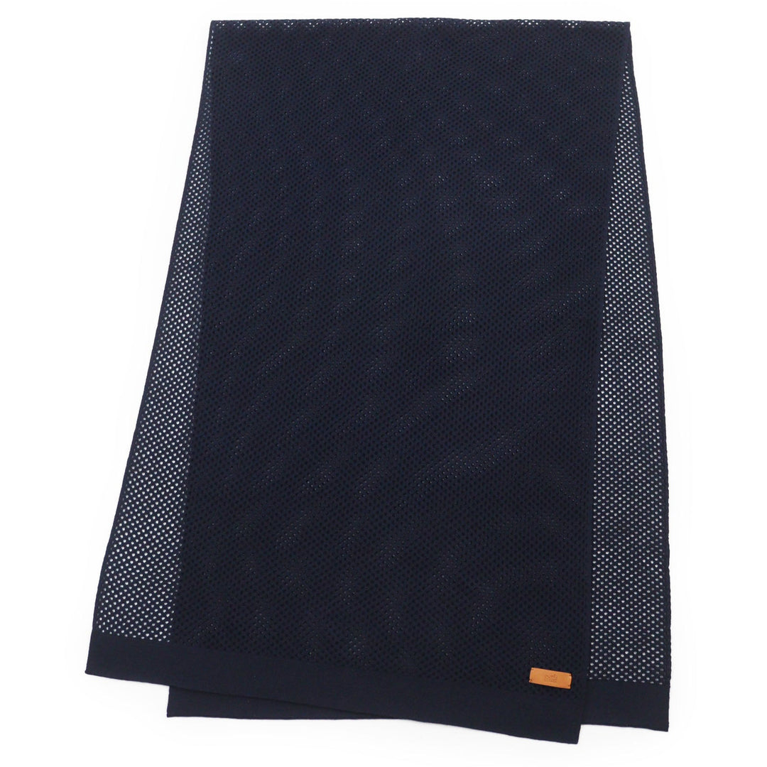 HERMES Stall Main: 100% cashmere Navy Maille fillet mens(Unisex) Used Authentic