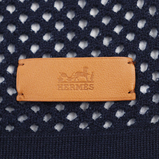 HERMES Stall Main: 100% cashmere Navy Maille fillet mens(Unisex) Used Authentic