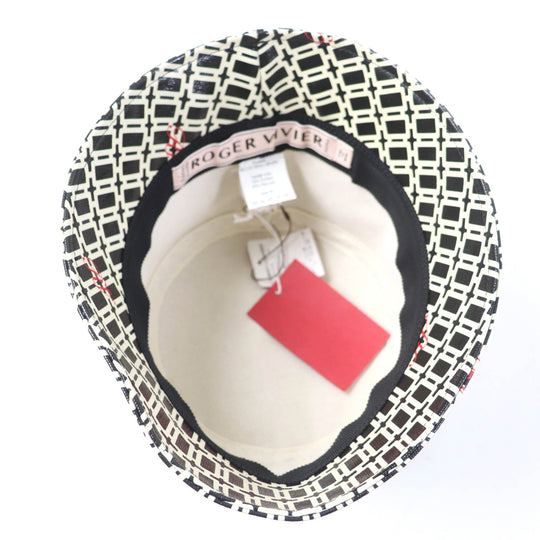 ROGERVIVIER hat REWH00111L0DAOB999 Main: 36% cotton, Main: 36% linen, Main: 28% polyurethane, Lining: 55% cotton, Lining: 45% rayon Black Ivory Cherry's Wink Women M Used Authentic