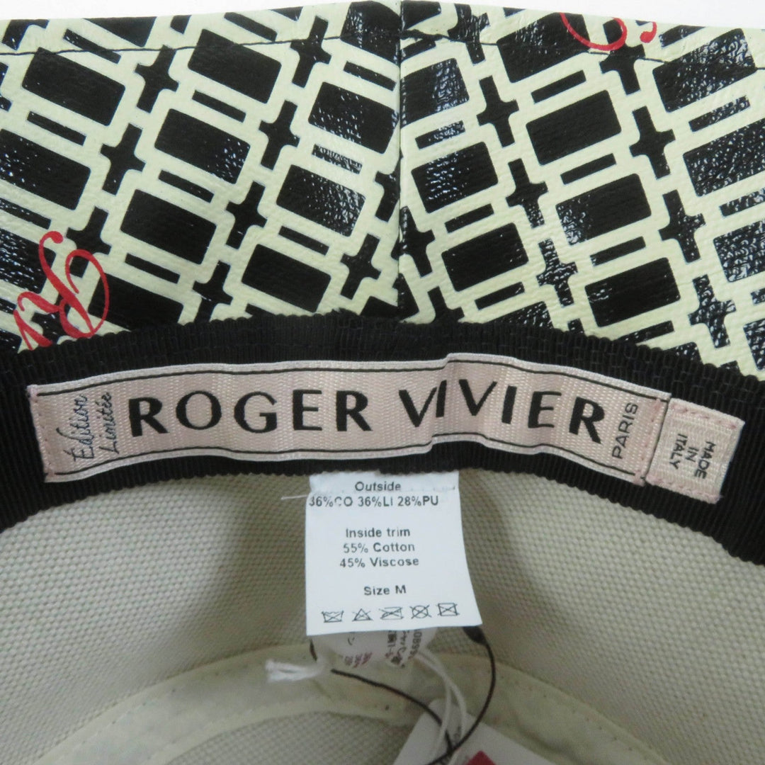 ROGERVIVIER hat REWH00111L0DAOB999 Main: 36% cotton, Main: 36% linen, Main: 28% polyurethane, Lining: 55% cotton, Lining: 45% rayon Black Ivory Cherry's Wink Women M Used Authentic