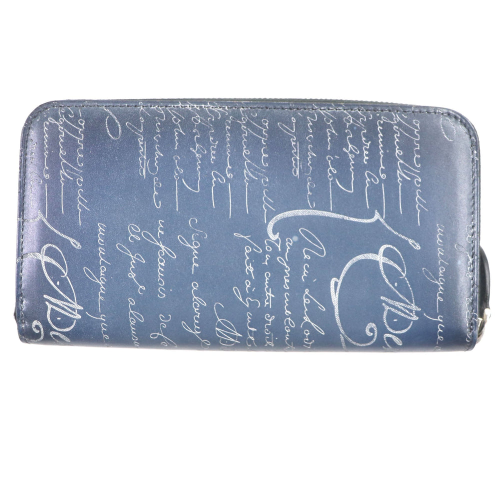 Berluti Long Wallet Purse Main: Scritto leather Navy Itauba mens Used Authentic
