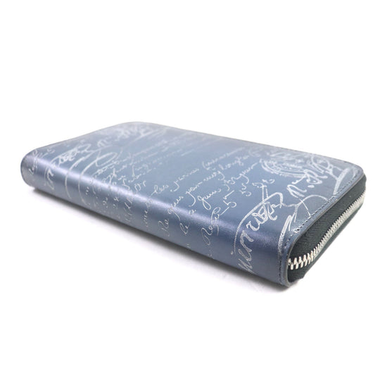Berluti Long Wallet Purse Main: Scritto leather Navy Itauba mens Used Authentic