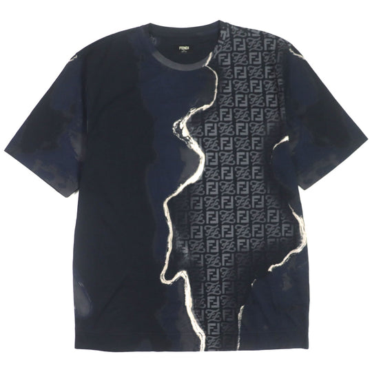 FENDI Short sleeve T-shirt FY0936 Main: 100% cotton Black navy mens M Used Authentic
