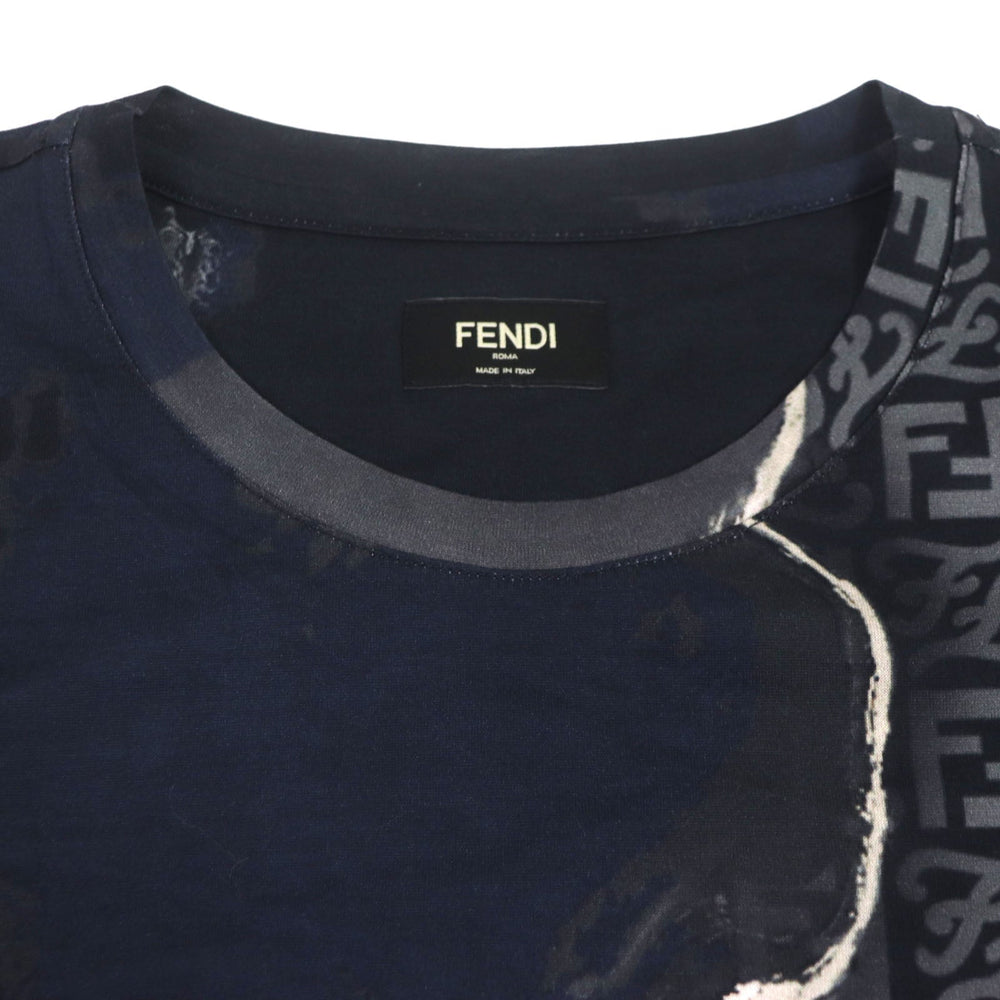 FENDI Short sleeve T-shirt FY0936 Main: 100% cotton Black navy mens M Used Authentic