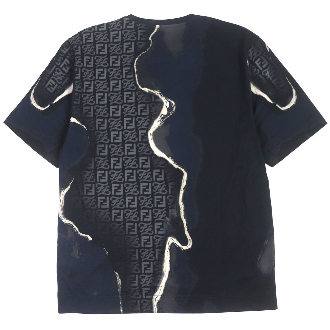 FENDI Short sleeve T-shirt FY0936 Main: 100% cotton Black navy mens M Used Authentic