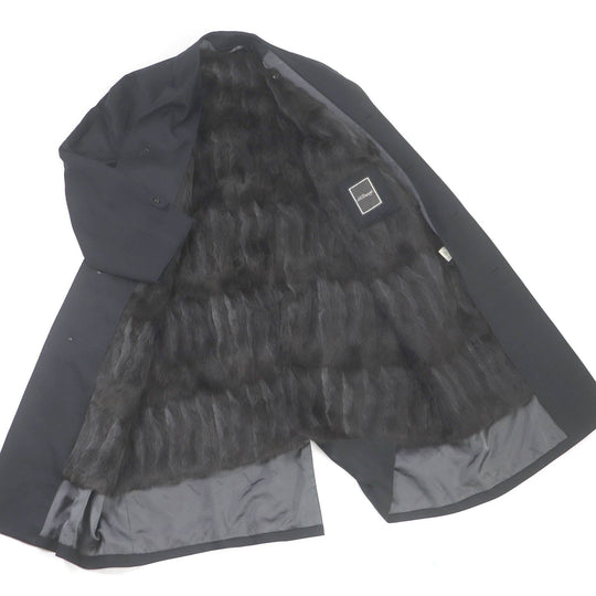 Dupont Stainless collar coat Outer: 100% silk, Lining: 100% cupra, Liner: Liss fur Dark Navy type mens L 48 Used Authentic
