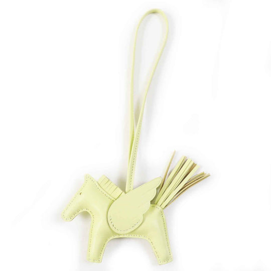 HERMES Bag charm Anjou Miro Vous Swift Light yellow Rodeo Charm Pegasus PM Women Used Authentic