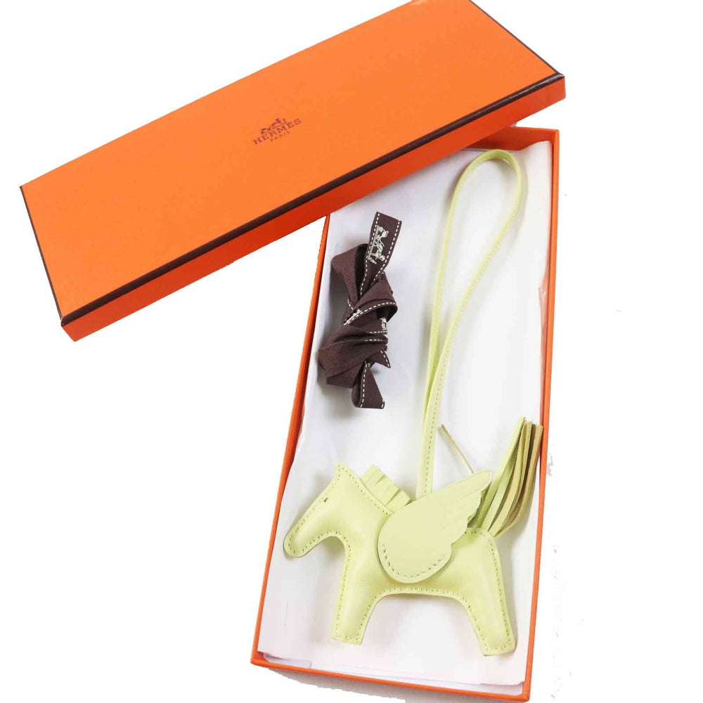 HERMES Bag charm Anjou Miro Vous Swift Light yellow Rodeo Charm Pegasus PM Women Used Authentic
