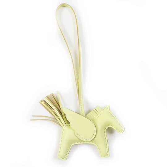HERMES Bag charm Anjou Miro Vous Swift Light yellow Rodeo Charm Pegasus PM Women Used Authentic