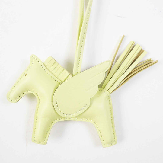 HERMES Bag charm Anjou Miro Vous Swift Light yellow Rodeo Charm Pegasus PM Women Used Authentic