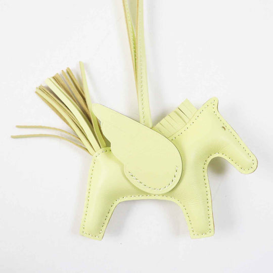 HERMES Bag charm Anjou Miro Vous Swift Light yellow Rodeo Charm Pegasus PM Women Used Authentic