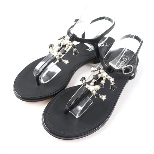 CHANEL Sandals G24355 Main: Leather black Women 34 1/2 C Used Authentic