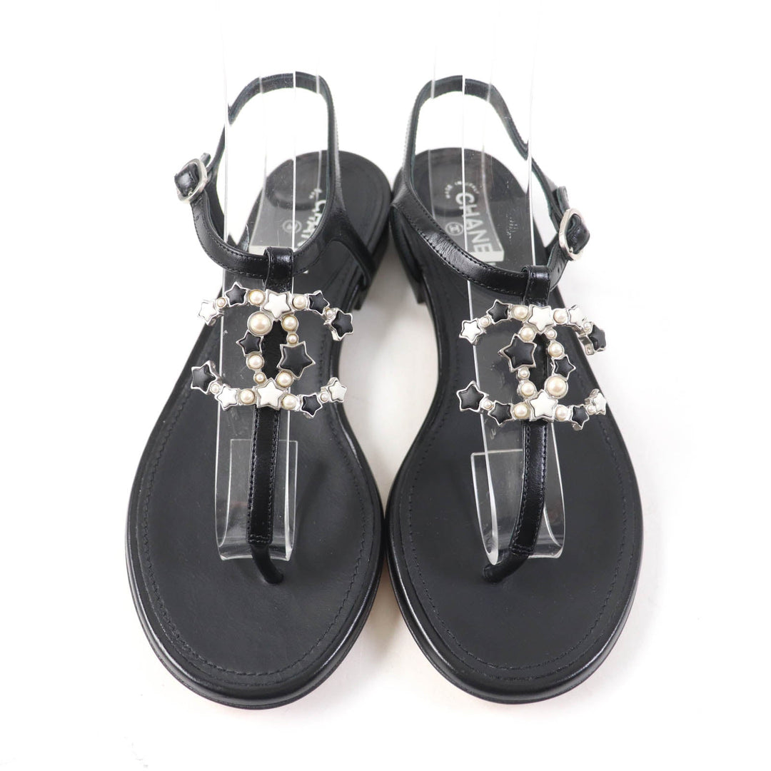 CHANEL Sandals G24355 Main: Leather black Women 34 1/2 C Used Authentic