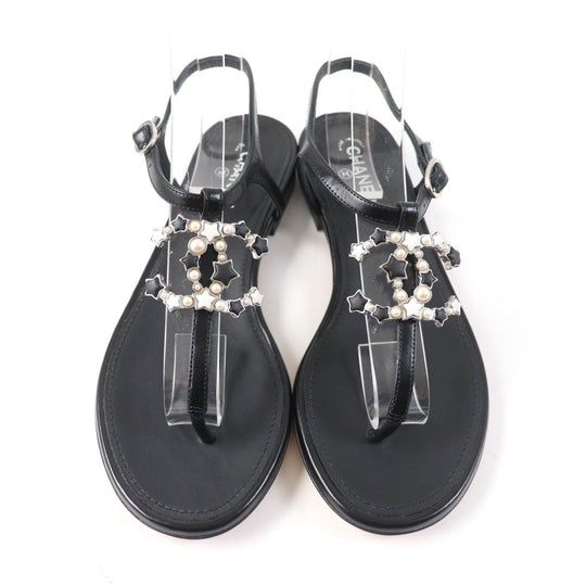 CHANEL Sandals G24355 Main: Leather black Women 34 1/2 C Used Authentic