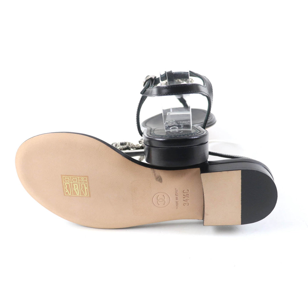 CHANEL Sandals G24355 Main: Leather black Women 34 1/2 C Used Authentic