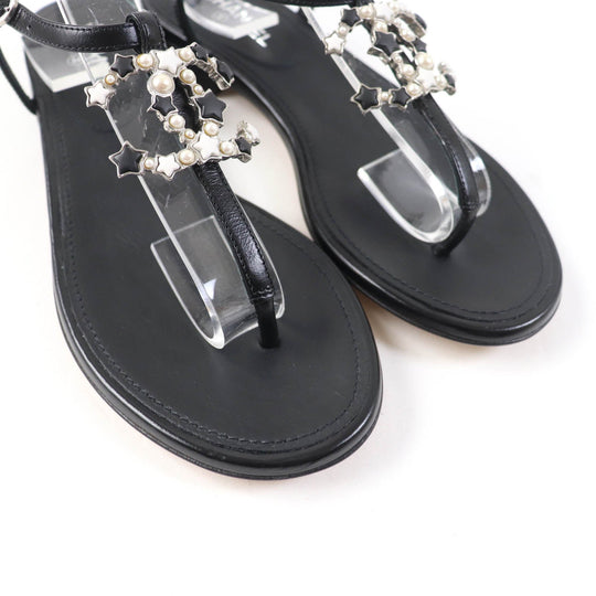CHANEL Sandals G24355 Main: Leather black Women 34 1/2 C Used Authentic
