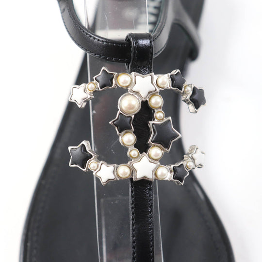 CHANEL Sandals G24355 Main: Leather black Women 34 1/2 C Used Authentic