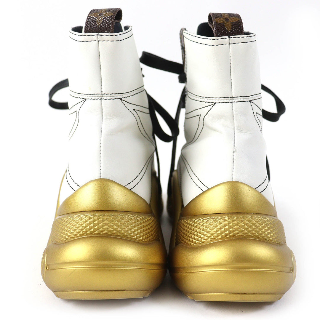 LOUIS VUITTON Ankle boots Main: Leather White Black Gold Arclight line Women 37 Used Authentic