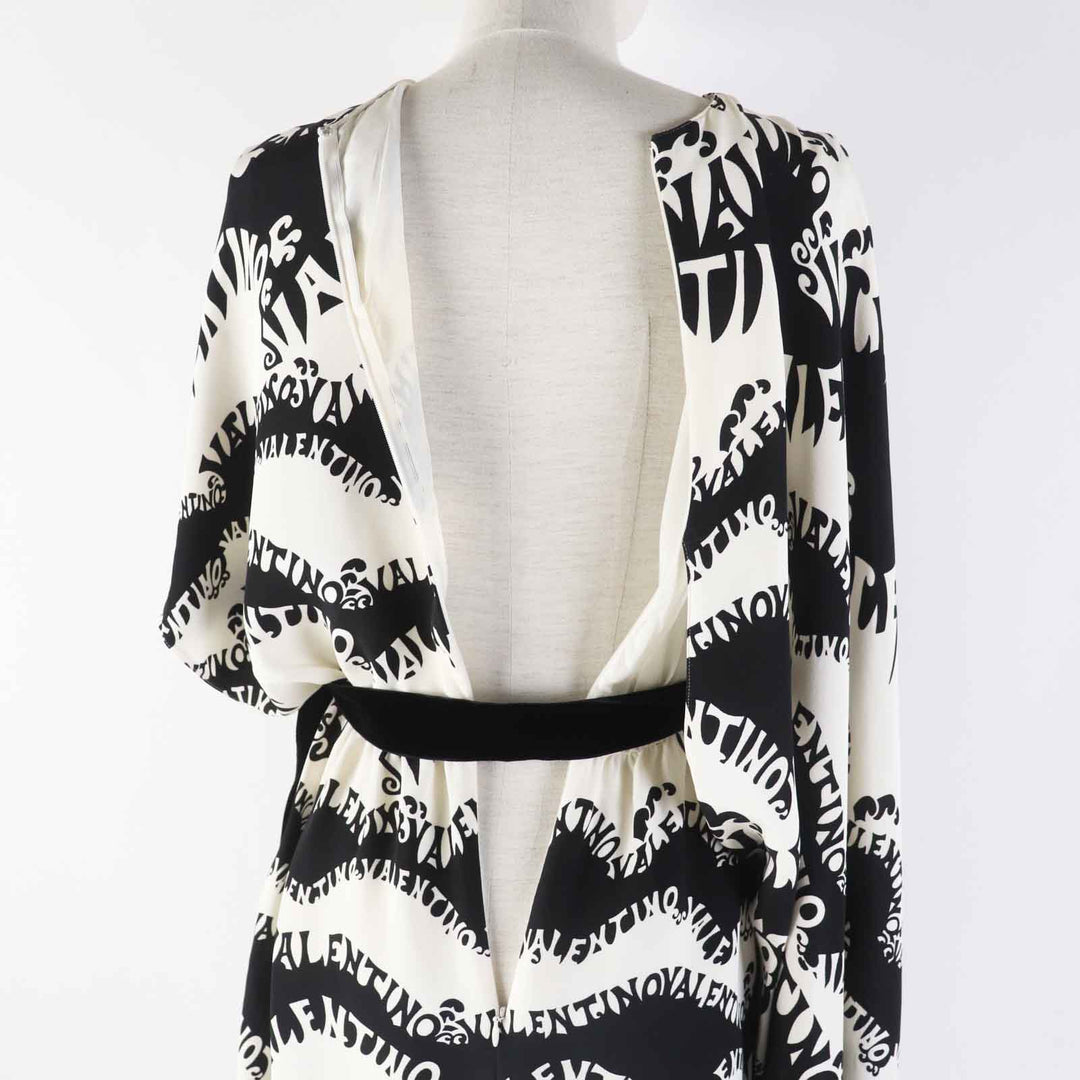 VALENTINO dress QB2VAIJ242E 100% silk, 100% nylon, lining: 100% silk Black White Women 36 Used Authentic