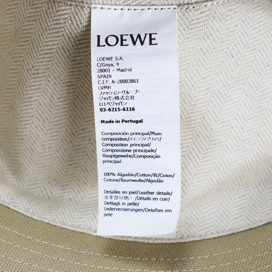 LOEWE hat K820HB1X19 Outer: 100% cotton, Part: Calfskin, Lining: 100% cotton beige mens Used Authentic