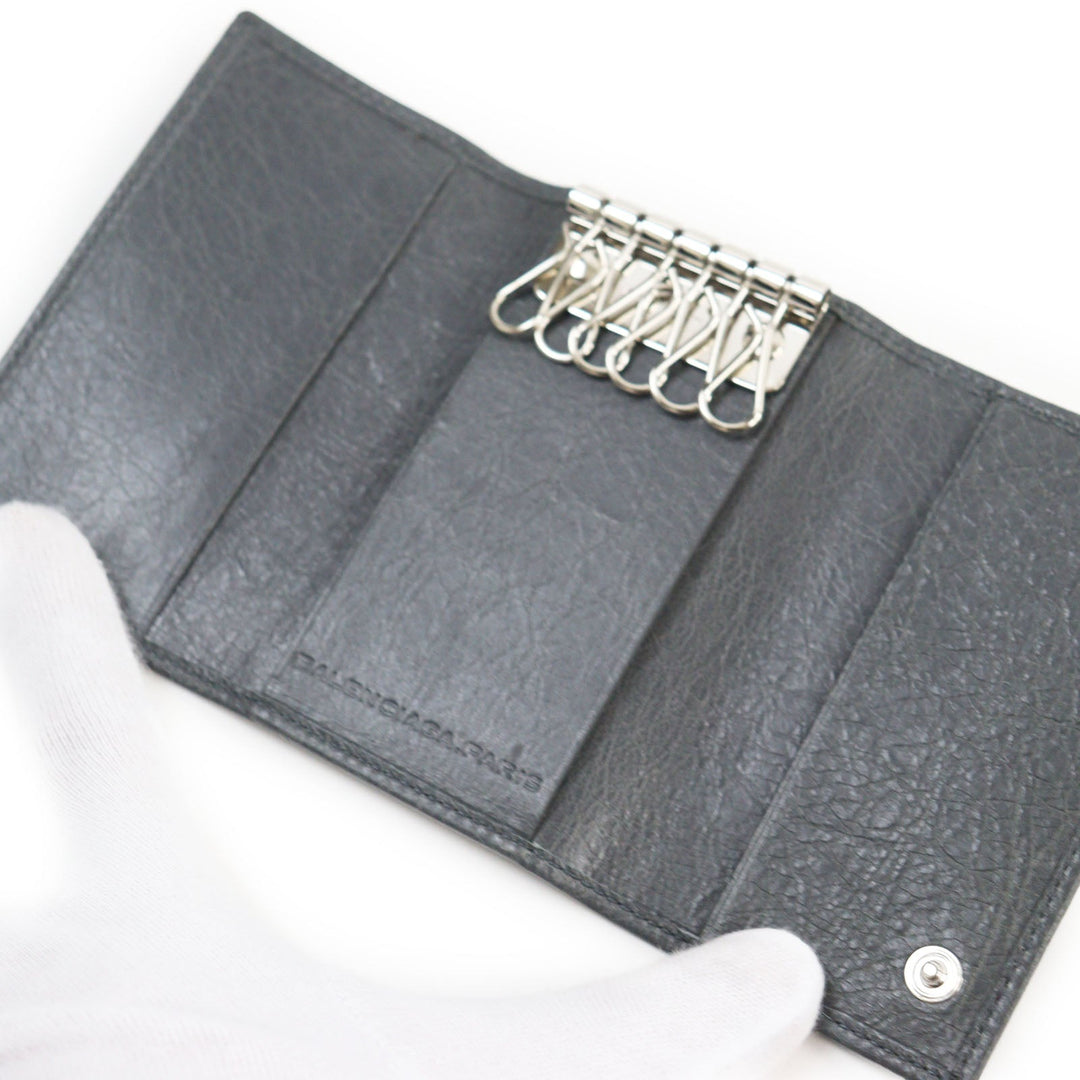 BALENCIAGA Key case Key holder  285377 Main: Leather gray Classic Continental mens Used Authentic