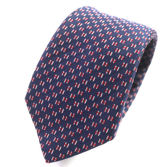 HERMES tie 339320T Main: 100% silk MARINE/ROUGE/BLANC H Flamboyant Web mens Used Authentic