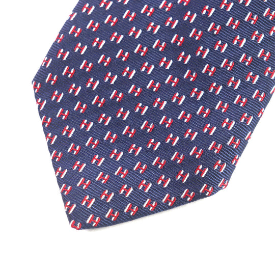 HERMES tie 339320T Main: 100% silk MARINE/ROUGE/BLANC H Flamboyant Web mens Used Authentic